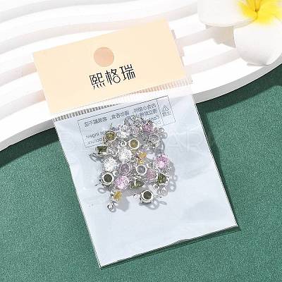 SHEGRACE Brass Pave Cubic Zirconia Flat Round Connector Charms XGRQ2O494-435P-1