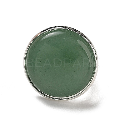 Natural Green Aventurine Round Adjustable Rings RJEW-K371-09S-13-1