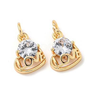 Brass Micro Pave Cubic Zirconia Pendants KK-K378-02G-1