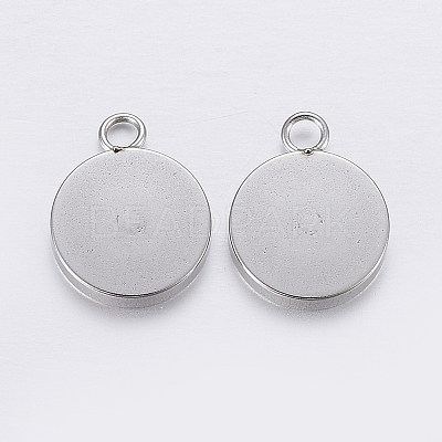 Tarnish Resistant 201 Stainless Steel Pendant Cabochon Settings LS-STAS-P198-17-12mm-1