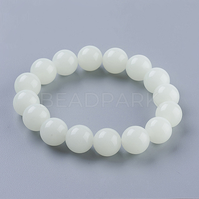 Synthetic Luminous Stone Beaded Stretch Bracelet BJEW-P203-8mm-01B-1