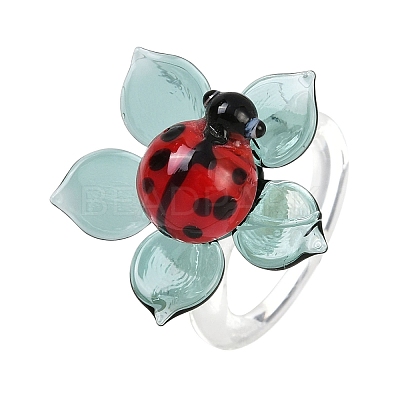 Rotatable Handmade Lampwork Rings RJEW-P158-02B-1