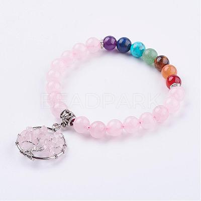 Gemstone Stretch Bracelets BJEW-F262-B03-1