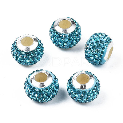 Handmade Polymer Clay Rhinestone European Beads RB-N053-001-06-1
