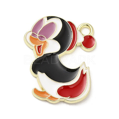 Light Gold Plated Alloy Enamel Pendants ENAM-L041-06B-1