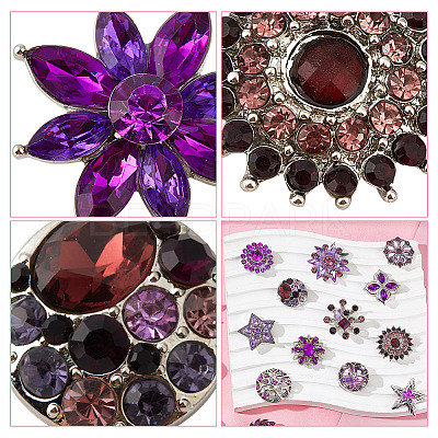20Pcs Alloy Rhinestone Snap Button BUTT-GO0001-03A-1