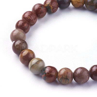 Natural Polychrome Jasper/Picasso Stone/Picasso Jasper Beads Stretch Bracelets BJEW-F380-01-B05-1
