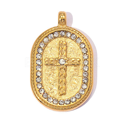 304 Stainless Steel with Crystal Rhinestone Pendants RB-OY001-16G-1