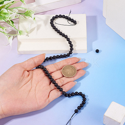 1 Strand Natural Shungite Beads Strands G-TA0003-34B-1