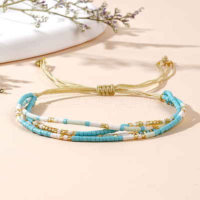 Glass Seed Beaded Braided Bead Bracelets QH7231-1