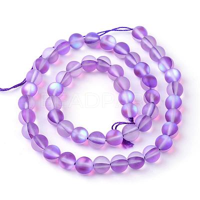 Synthetic Moonstone Beads Strands G-R375-8mm-A09-1