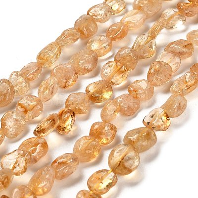 Heated Natural Citrine Beads Strands G-P497-01E-66-1