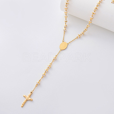 Vintage 304 Stainless Steel Column Rosary Bead Necklaces VY6657-3-1
