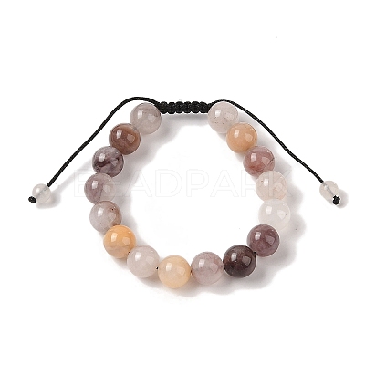 10mm Round Natural Purple Quartz Braided Bead Bracelets BJEW-C067-01C-25-1