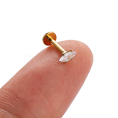 316L Stainless Steel Clear Cubic Zirconia Threadless Labret Stud WGB6B2D-04-1