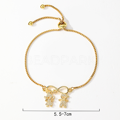 Brass Micro Pave Cubic Zirconia Box Chain Slider Bracelets GJ5642-1