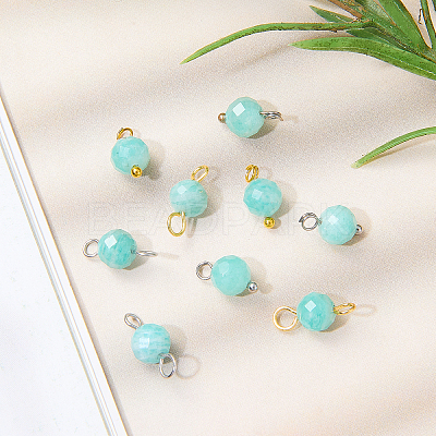 16Pcs 4 Styles December Birthstone Natural Amazonite Pendant and Connector Charms PALLOY-SW00118-1