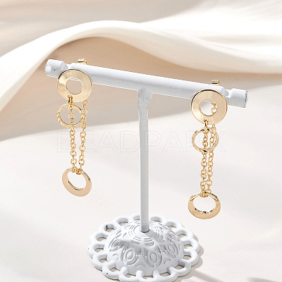 304 Stainless Steel Flat Round Tassel Stud Earrings EJEW-JE06883-1
