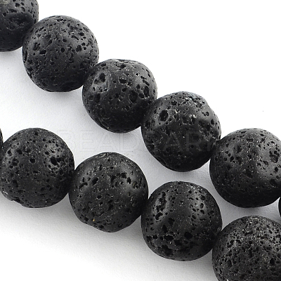Natural Lava Rock Gemstone Round Bead Strands X-G-R285-8mm-06-1
