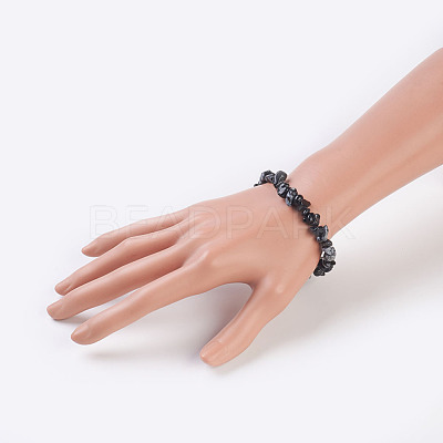 Natural Snowflake Obsidian Stretch Bracelets BJEW-JB03681-10-1