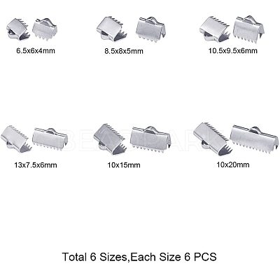 304 Stainless Steel Ribbon Crimp Ends STAS-PH0018-25P-1