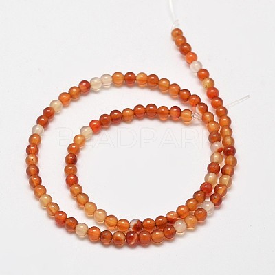 Round Natural Red Agate Bead Strands G-M257-4mm-26-1