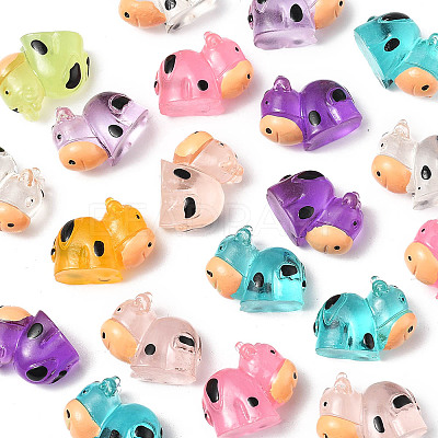 20Pcs Translucent Resin Cute Cow Ornament RESI-FS0002-11-1