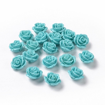 Synthetic Coral 3D Flower Rose Beads CORA-A006-15mm-033-1