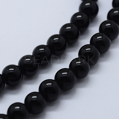 Natural Black Onyx Beads Strands G-P369-02-12mm-1