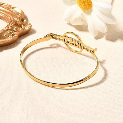 201 Stainless Steel Flat Round Link Bangles for Women LS-BJEW-R014-01G-02-1