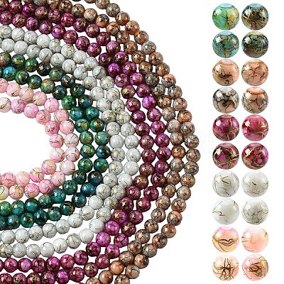 3Strands Baking Paint Glass Beads Strands DGLA-YW0001-55A-1