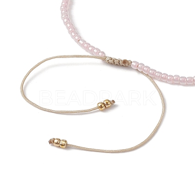 Heart Natural Shell & Glass Seed Braided Bead Bracelets BJEW-JB09922-01-1