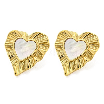 304 Stainless Steel Heart Stud Earrings EJEW-M233-20G-1