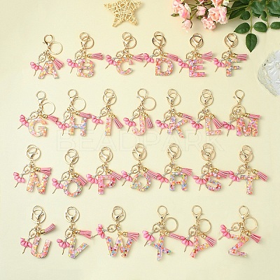 Letter A~Z Transparent Glitter Resin Pendant Keychains KEYC-FZ00024-11-1