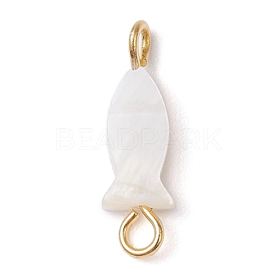 Natural Freshwater Shell Fish Links Connector Charms PALLOY-JF02821-1