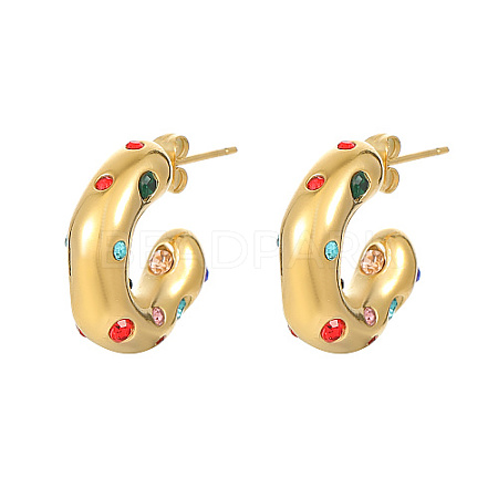 304 Stainless Steel C Shaped Stud Earrings HH9733-2-1