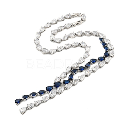 Brass Micro Pave Cubic Zirconia Necklaces NJEW-H027-01P-02-1