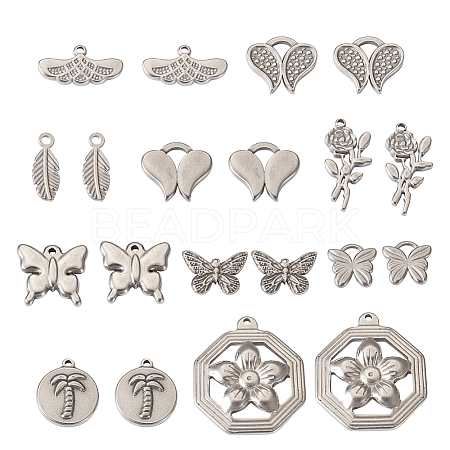 Fashewelry 20Pcs 10 Style 304 Stainless Steel Pendants STAS-FW0001-28-1