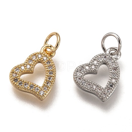 Brass Micro Pave Clear Cubic Zirconia Charms ZIRC-B002-60-1