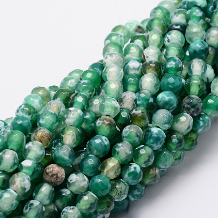 Faceted Natural Agate Round Beads Strands G-E319C-6mm-05-1
