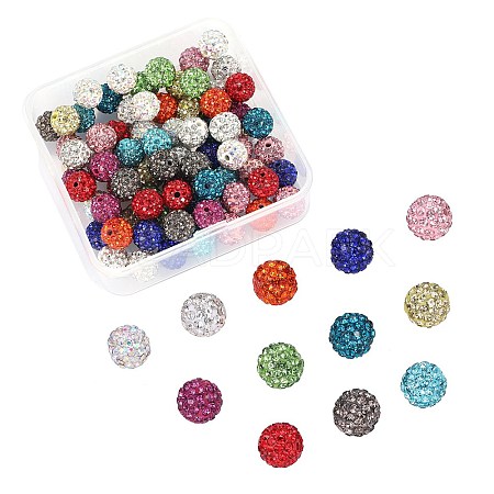 60Pcs 12 Colors Polymer Clay Rhinestone Beads RB-SZ0001-05-1