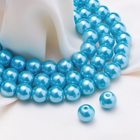 Eco-Friendly Dyed Glass Pearl Round Beads HY-BC0001-8mm-RB024-1