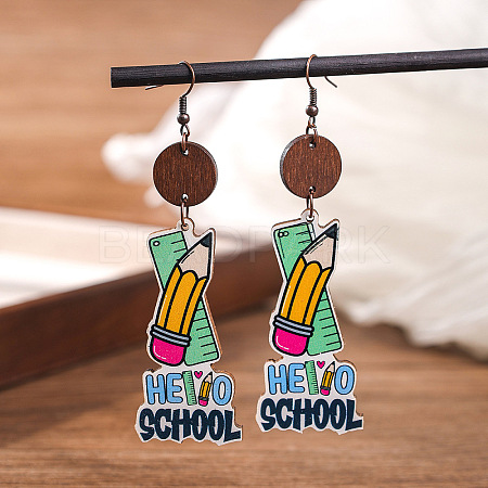 Teachers' Day Printed Wooden Dangle Earrings for Teachers FS-WG20E88-03-1
