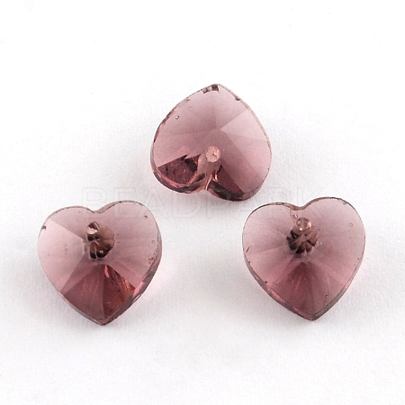 Faceted Heart Transparent Glass Charm Pendants GLAA-S054-09-1