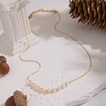 5MM Natural Freshwater Pearl Round Beaded Necklaces LS-KK2160-1-1
