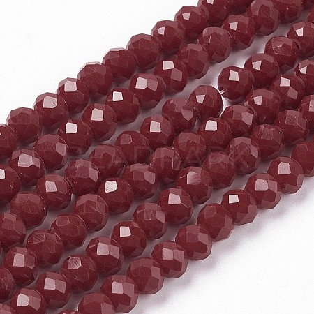 Faceted Solid Color Glass Rondelle Beads Strands X-GLAA-Q044-6mm-25-1