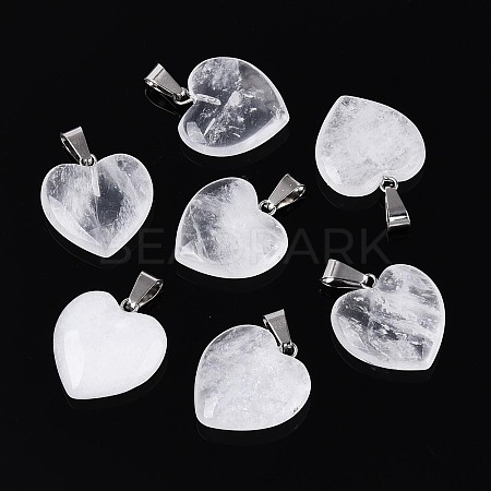 Heart Natural Crystal Pendants G-Q438-15-1