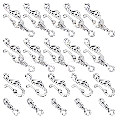 SUNNYCLUE 70Pcs Tibetan Style Alloy Hook and Eye Clasps FIND-SC0008-05-1