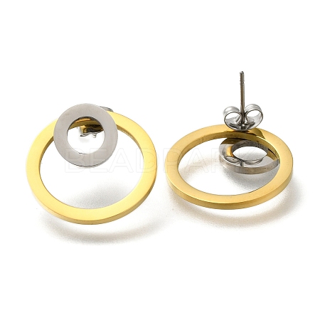 Ion Plating(IP) 304 Stainless Steel Stud Ring Stud Earrings EJEW-C118-02B-1