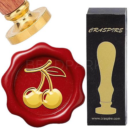Brass Wax Seal Stamp with Wood Handle AJEW-WH0412-0278-1